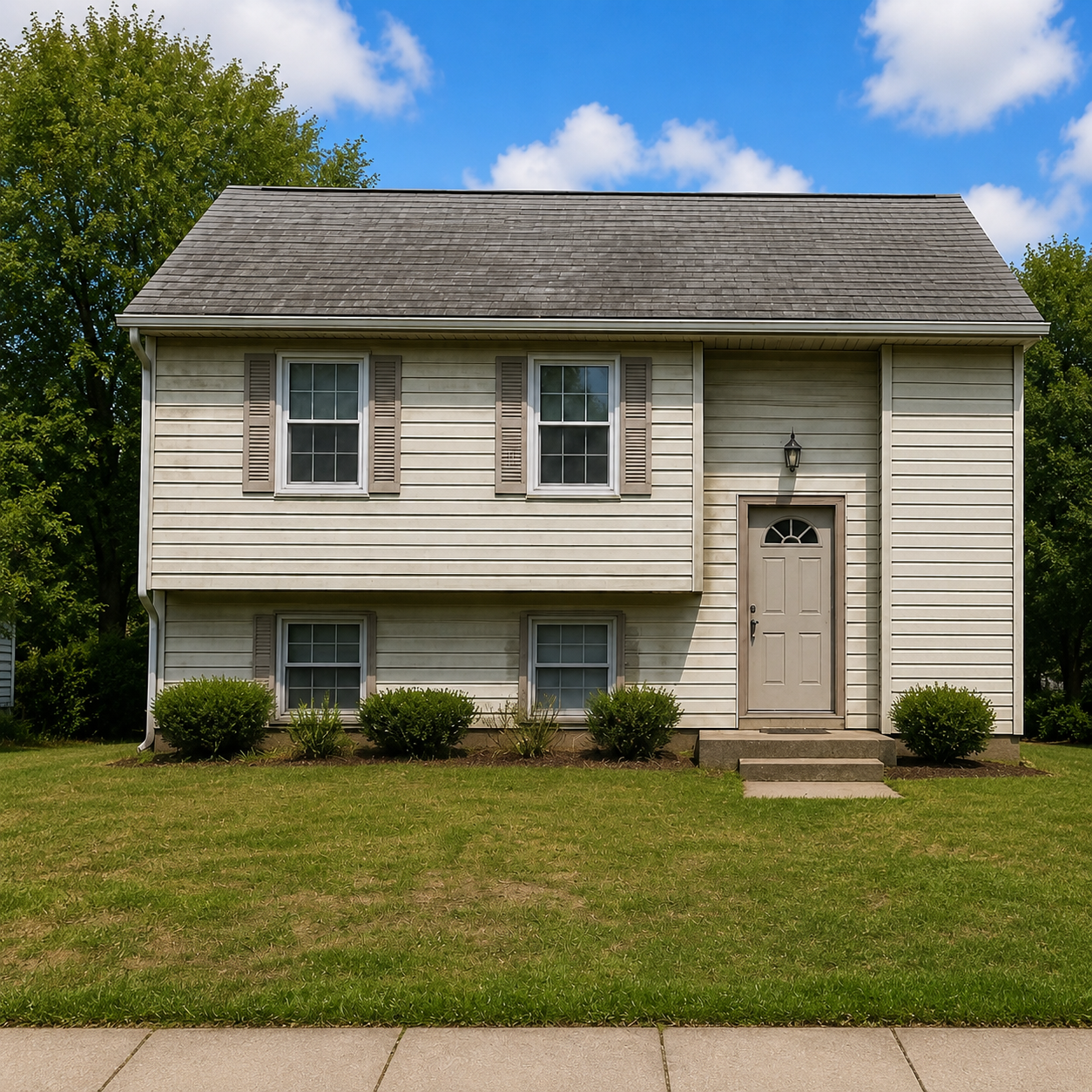 Faded home siding before exterior remodeling