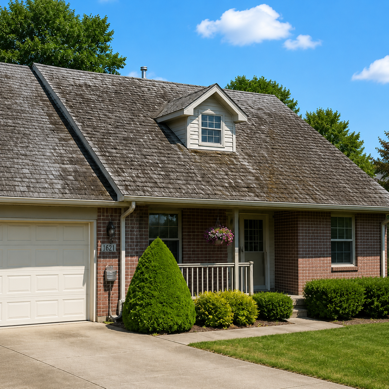 Aged and weathered roof before replacement