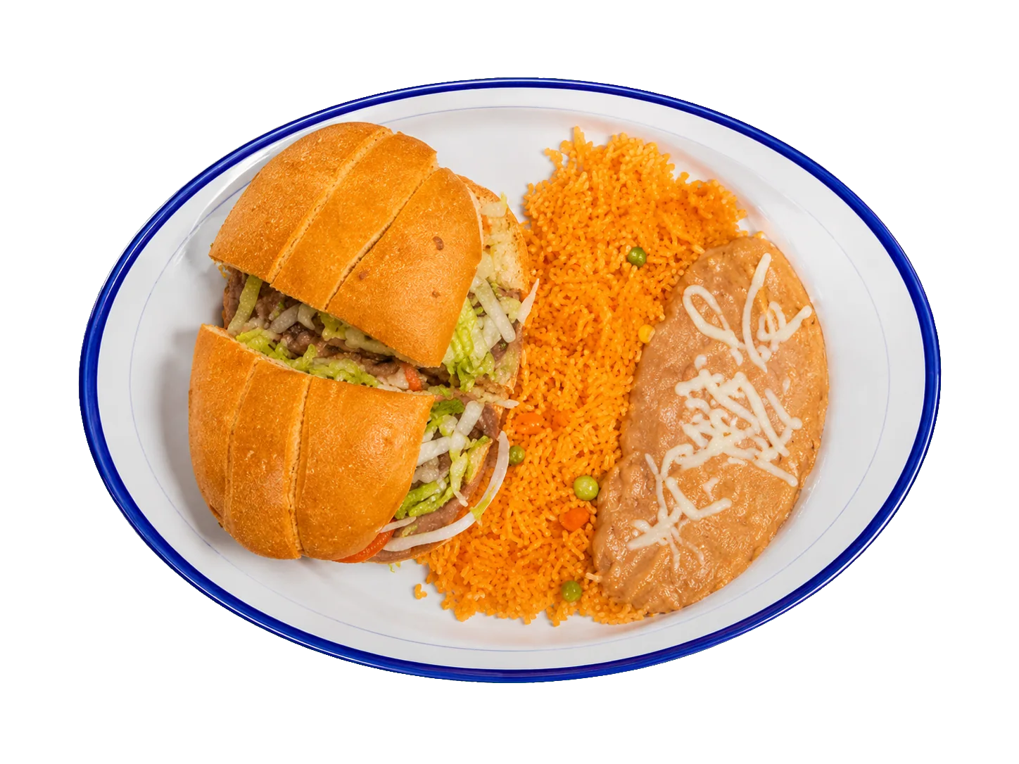 Torta dinner with rice and beans